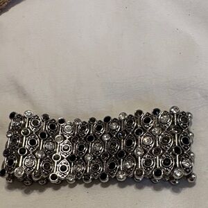 Silver and Black Rhinestone Bracelet